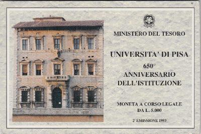 Beschrijving: 5.000 Lire UNIVERSITY PISA ORIGIN.PACKACE